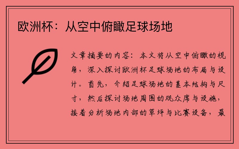 欧洲杯：从空中俯瞰足球场地